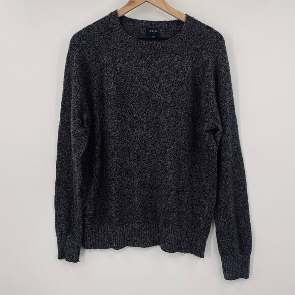 J Crew Sweater Lambswool Blend Pullover Crewneck Marled Charcoal Gray Mens Large - Picture 3 of 9